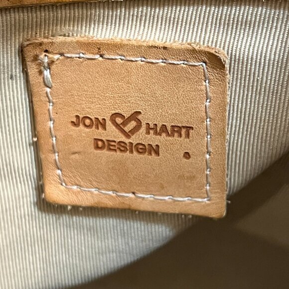 Jon Hart Design Tote Bag Pink Tan Leather Trim Monogram K.M.W. Personalized USA - Picture 6 of 11